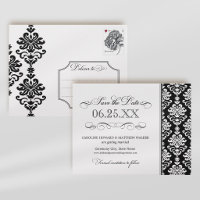 Schwarz-Weiß-Elegante Damask Save the Date