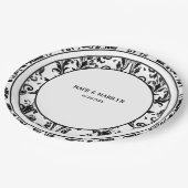 Schwarz-Weiß-Elegante Damaskus Hochzeitsessen Pappteller (Schrägansicht)