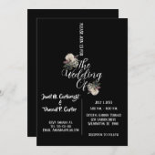 Schwarz-Weiß-Elegante Einladung zur Hochzeit (Vorne/Hinten)