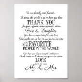 Schwarz & Weiß Elegante Hochzeit Danke, dass Sie d Poster (Vorne)