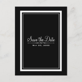 Schwarz-Weiß-elegante Hochzeit speichern Sie das D Ankündigungspostkarte