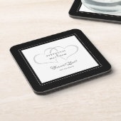 Schwarz & Weiß Elegante Hochzeitsherzen für immer  Getränkeuntersetzer (Linke Seite)