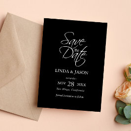 Schwarz-Weiß-Elegante Hochzeitskarte Save the Date Einladung