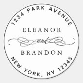 Schwarz-Weiß-Elegante Hochzeitsstimmung - Rücksend Runder Aufkleber (Vorderseite)