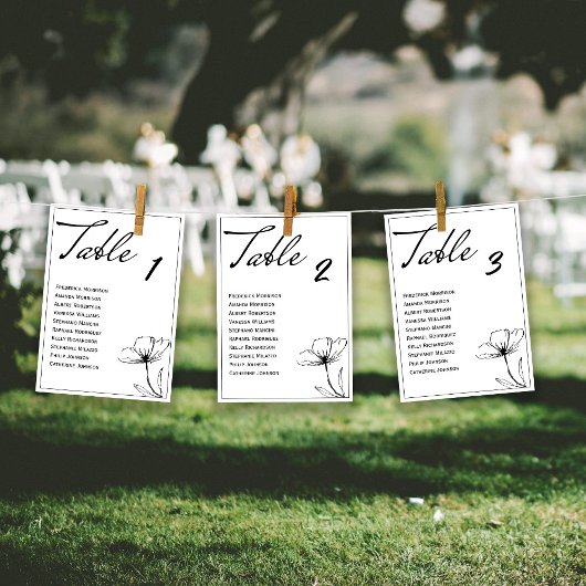 Schwarz-Weiß-elegante Hochzeitstisch-Sitzkarte Einladung