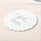 Schwarz & Weiß Elegante Kalligrafie Moderne Hochze Untersetzer (angewinkelt)