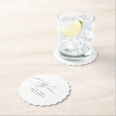 Schwarz & Weiß Elegante Kalligrafie Moderne Hochze Untersetzer (Vor Ort)