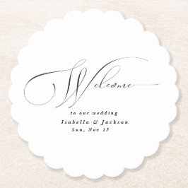 Schwarz & Weiß Elegante Kalligrafie Moderne Hochze Untersetzer