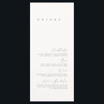 Schwarz-Weiß-Elegante Minimale Speisekarte für Hoc Menükarte<br><div class="desc">Das Design besticht durch einen handgeschriebenen Schriftart und modernes minimalistisches Design. Für die Hochzeitskollektion "SERENA" konzipiert. Klicken Sie zum Ändern der Details auf "Personalisieren". Um den Text zu verschieben oder die Größe, den Schriftart oder die Farbe zu ändern, klicken Sie auf "Klicken Sie, um ihn weiter anzupassen". Klicken Sie auf...</div>