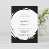 Schwarz-Weiß-Elegante Minimalistische Paare Dusche Einladung (Stehend Vorderseite)