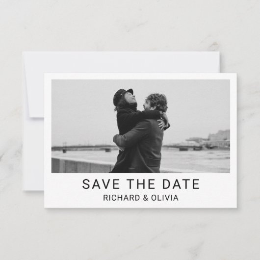 Schwarz-weiß Elegante Minimalistische Save the Dat Save The Date (Vorderseite)