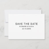 Schwarz-weiß Elegante Minimalistische Save the Dat Save The Date (Rückseite)