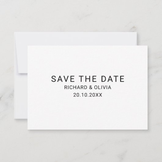 Schwarz-weiß Elegante Minimalistische Save the Dat Save The Date (Rückseite)