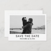 Schwarz-weiß Elegante Minimalistische Save the Dat Save The Date (Vorne/Hinten)