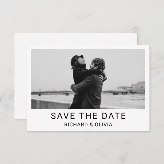 Schwarz-weiß Elegante Minimalistische Save the Dat Save The Date (Vorne/Hinten)