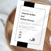 Schwarz-Weiß-Elegante Moderne Hochzeit Einladung