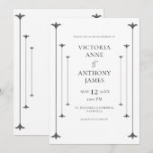 Schwarz & Weiß Elegante Moderne Hochzeit Einladung (Vorne/Hinten)