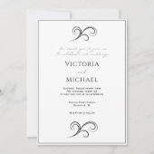 Schwarz & Weiß Elegante Moderne Hochzeitsfeier Ein Einladung (Vorderseite)