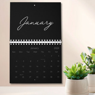 Schwarz-weiß elegante moderne Schrift 2027 Kalender