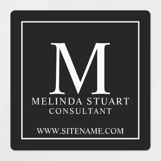 Schwarz-Weiß-elegante Monogram-Firmenzeichen Etiketten (Design 1)