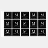 Schwarz-Weiß-elegante Monogram-Firmenzeichen Etiketten (Blatt)