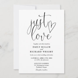 Schwarz-Weiß-Elegante nur Liebe-Script-Hochzeit Einladung