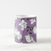 Schwarz-Weiß-elegante Orchidee mit floralen modern Kaffeetasse (Mittel)