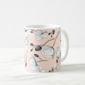 Schwarz-Weiß-elegante Orchidee mit florenträchtige Kaffeetasse (VorderseiteRechts)