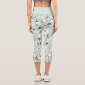 Schwarz & Weiß elegante Orchideen florale moderne Capri Leggings (Rückseite)