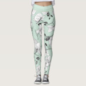 Schwarz & Weiß elegante Orchideen florale moderne Leggings (Vorderseite)