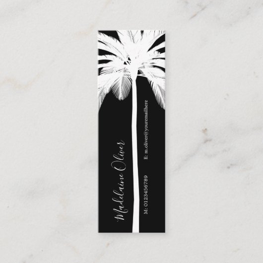 Schwarz-weiß Elegante Palm Tree Ein perfektes Woch Mini Visitenkarte (Vorderseite)