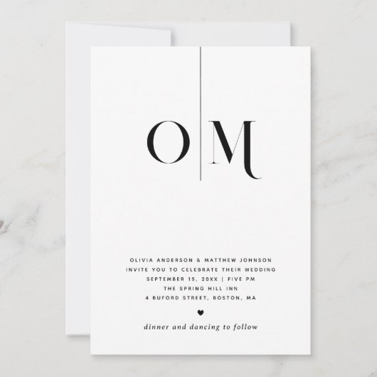 Schwarz-Weiß elegante, saubere minimalistische Hoc Einladung (Vorderseite)