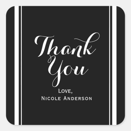 Schwarz & Weiß Elegante schicke Couture Gastgesche Quadratischer Aufkleber (Vorderseite)