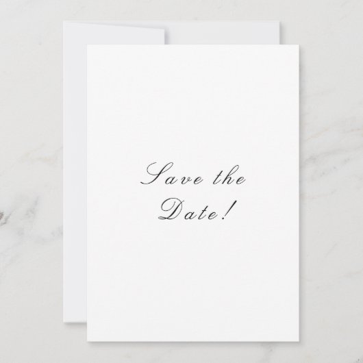 Schwarz-Weiß-Elegante-Script-Hochzeit Save The Date (Vorderseite)