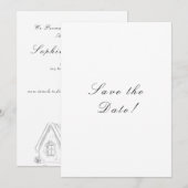 Schwarz-Weiß-Elegante-Script-Hochzeit Save The Date (Vorne/Hinten)