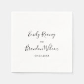 Schwarz-Weiß-elegante Skripte Moderne Hochzeit Serviette (Vorderseite)