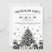 Schwarz & Weiß Elegante Weihnachtsfeiertage Party  Einladung (Vorderseite)