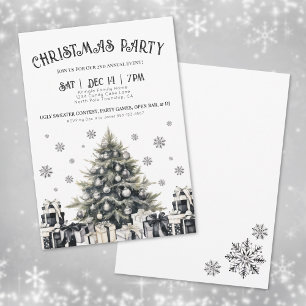 Schwarz & Weiß Elegante Weihnachtsfeiertage Party  Einladung