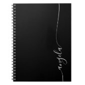 Schwarz-Weiß-Elegante Zarte Signatur-Skript Notizblock (Vorderseite)