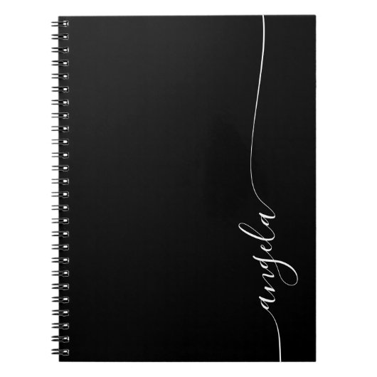 Schwarz-Weiß-Elegante Zarte Signatur-Skript Notizblock (Vorderseite)