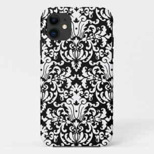 Schwarz-weiß eleganter Damast Case-Mate iPhone Hülle