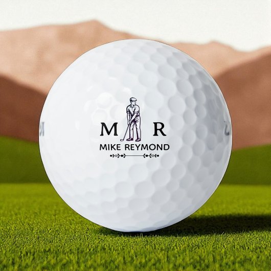 Schwarz-Weiß-Eleganter Golfer  Golfball