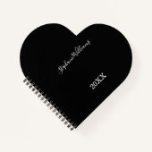 Schwarz-weiß Eleganter Individuelle Name Jahr Nied Notizblock (Vorderseite)