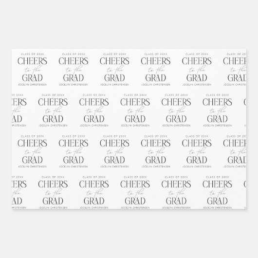 Schwarz-weiß Eleganter, moderner Abschluss Geschenkpapier Set (Vorderseite 2)