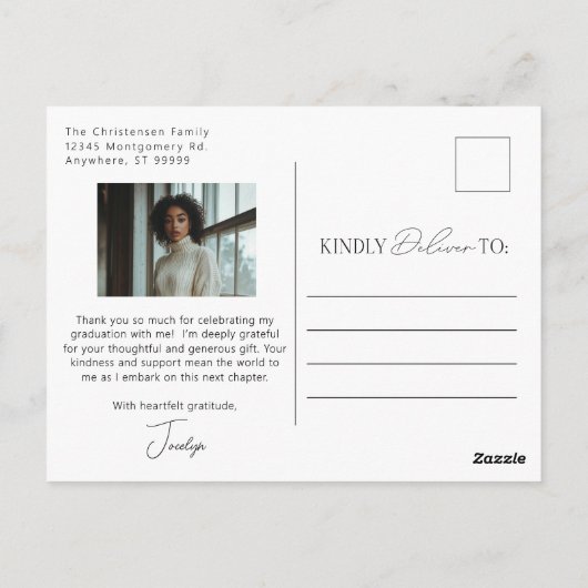 Schwarz-weiß Eleganter Moderner Abschluss Vielen D Postkarte (Rückseite)