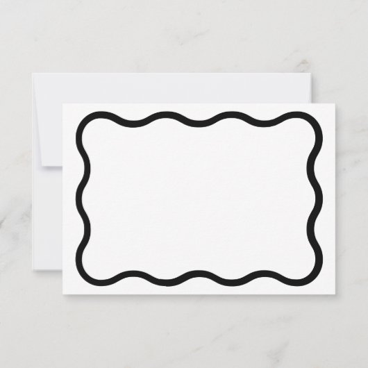 Schwarz & Weiß Eleganter moderner Minimaler Wavy-R RSVP Karte (Rückseite)