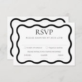 Schwarz & Weiß Eleganter moderner Minimaler Wavy-R RSVP Karte (Vorne/Hinten)