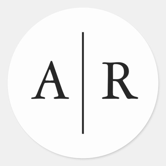 Schwarz-Weiß-Eleganter Umschlag Aufkleber, Hochzei Runder Aufkleber (Vorderseite)