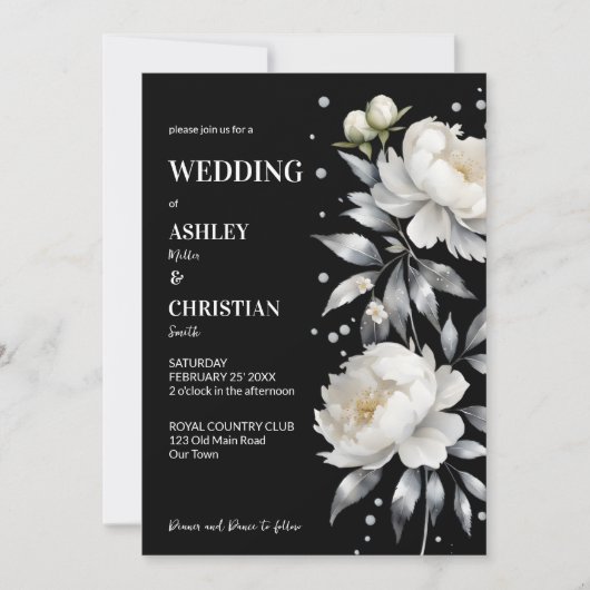 Schwarz-Weiß elegantes Boho alle in einer Hochzeit Einladung (Vorderseite)