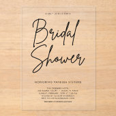 Schwarz-Weiß-elegantes Brautparty Acryleinladungen (Vorderseite)